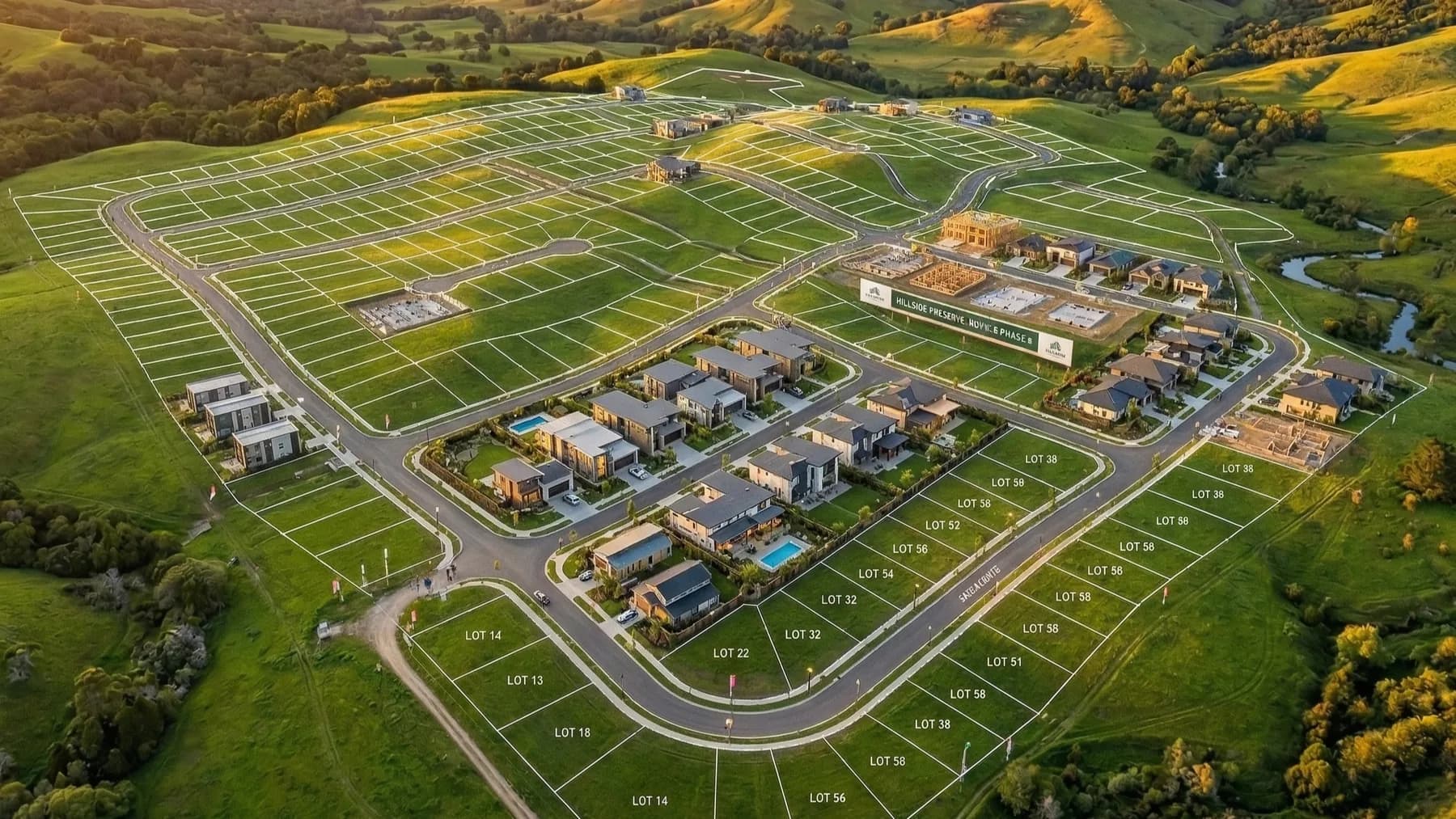 Aerial view of premium land development